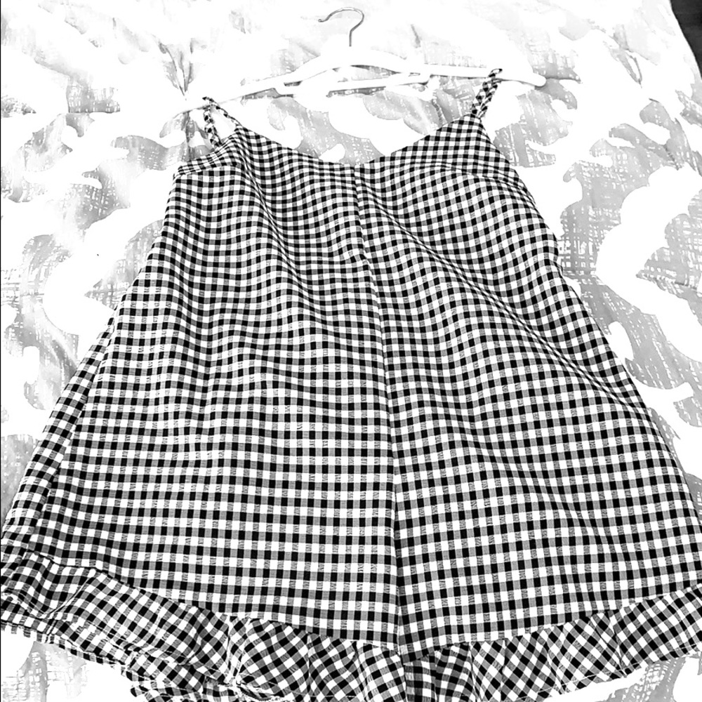 black & white checkered romper